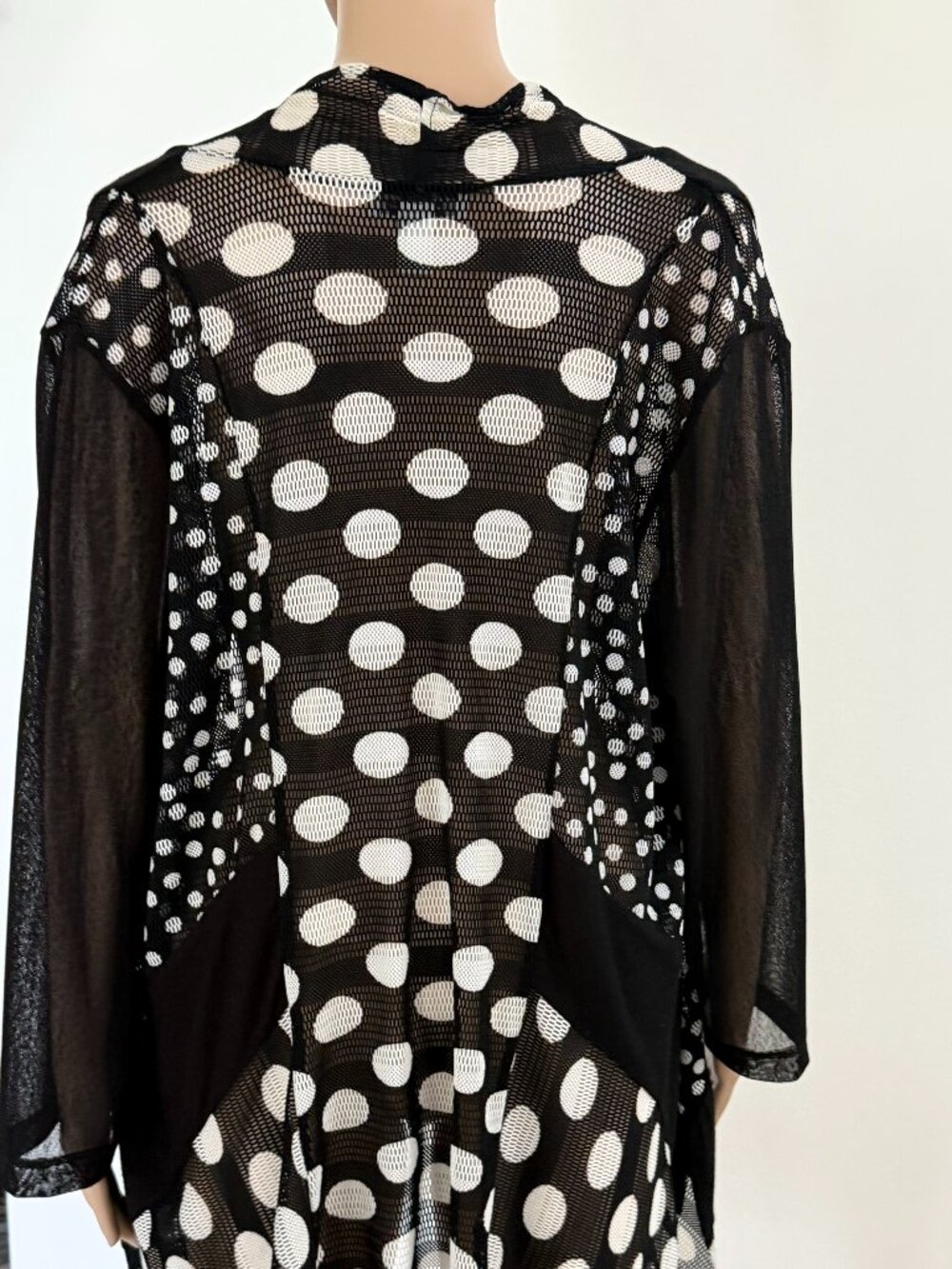 Anis A Women's Size L Black & White Sheer Textured Boho Chic - Picture 6 of 9
